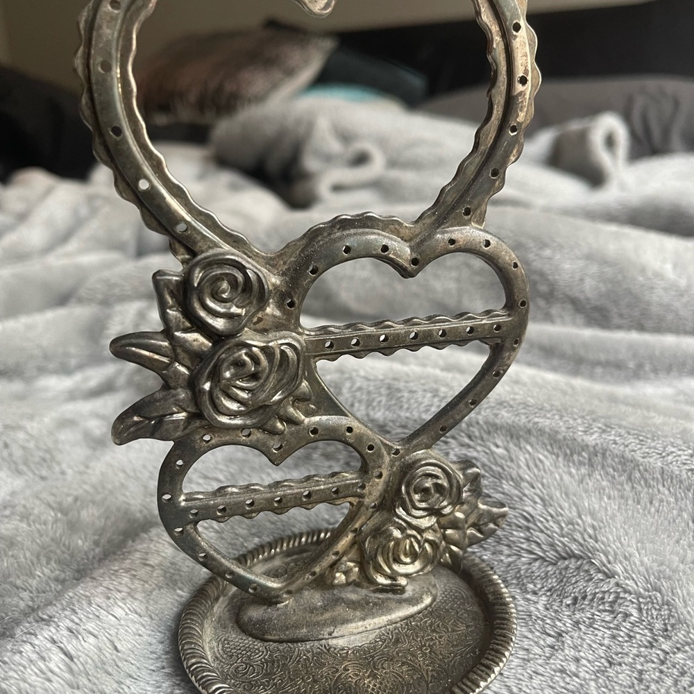 Silver Heart-Shaped Jewelry Holder
